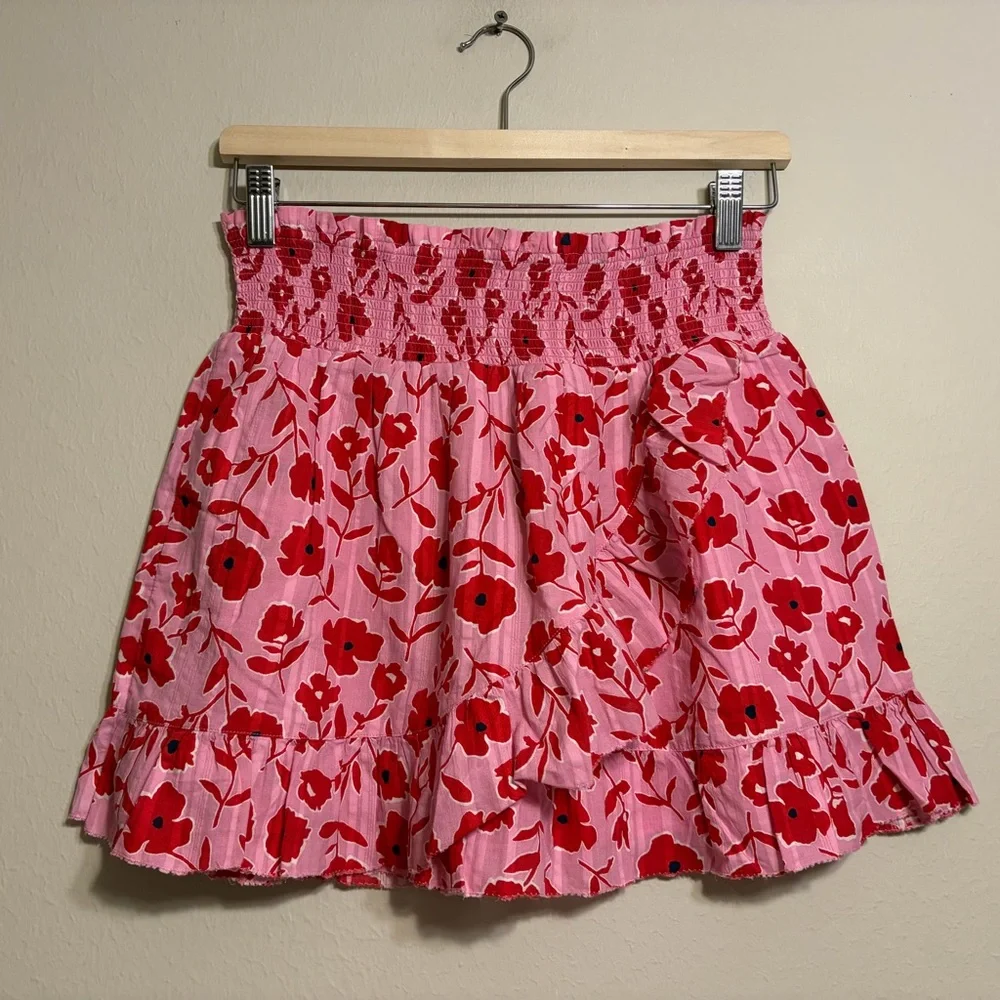 NWT Vineyard Vines Girls Floral Pink and Red Rock Rose Smoked Skirt Size L